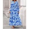 imageBTFBM Womens Fall Dresses 2025 Casual Long Sleeve Boho Floral V Neck Button Down Pockets Flowy Vacation Wedding DressFloral Light Blue Blue