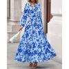 imageBTFBM Womens Fall Dresses 2025 Casual Long Sleeve Boho Floral V Neck Button Down Pockets Flowy Vacation Wedding DressFloral Light Blue Blue