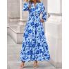 imageBTFBM Womens Fall Dresses 2025 Casual Long Sleeve Boho Floral V Neck Button Down Pockets Flowy Vacation Wedding DressFloral Light Blue Blue