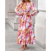 imageBTFBM Womens Fall Dresses 2025 Casual Long Sleeve Boho Floral V Neck Button Down Pockets Flowy Vacation Wedding DressFloral Multicolored
