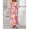 imageBTFBM Womens Fall Dresses 2025 Casual Long Sleeve Boho Floral V Neck Button Down Pockets Flowy Vacation Wedding DressFloral Multicolored