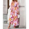 imageBTFBM Womens Fall Dresses 2025 Casual Long Sleeve Boho Floral V Neck Button Down Pockets Flowy Vacation Wedding DressFloral Multicolored