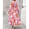 imageBTFBM Womens Fall Dresses 2025 Casual Long Sleeve Boho Floral V Neck Button Down Pockets Flowy Vacation Wedding DressFloral Multicolored