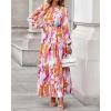 imageBTFBM Womens Fall Dresses 2025 Casual Long Sleeve Boho Floral V Neck Button Down Pockets Flowy Vacation Wedding DressFloral Multicolored