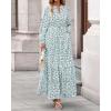 imageBTFBM Womens Fall Dresses 2025 Casual Long Sleeve Boho Floral V Neck Button Down Pockets Flowy Vacation Wedding DressFloral White Green
