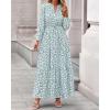imageBTFBM Womens Fall Dresses 2025 Casual Long Sleeve Boho Floral V Neck Button Down Pockets Flowy Vacation Wedding DressFloral White Green