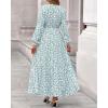 imageBTFBM Womens Fall Dresses 2025 Casual Long Sleeve Boho Floral V Neck Button Down Pockets Flowy Vacation Wedding DressFloral White Green