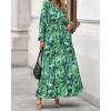 imageBTFBM Womens Fall Dresses 2025 Casual Long Sleeve Boho Floral V Neck Button Down Pockets Flowy Vacation Wedding DressGreen