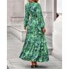 imageBTFBM Womens Fall Dresses 2025 Casual Long Sleeve Boho Floral V Neck Button Down Pockets Flowy Vacation Wedding DressGreen