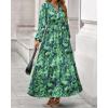 imageBTFBM Womens Fall Dresses 2025 Casual Long Sleeve Boho Floral V Neck Button Down Pockets Flowy Vacation Wedding DressGreen