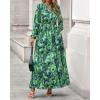 imageBTFBM Womens Fall Dresses 2025 Casual Long Sleeve Boho Floral V Neck Button Down Pockets Flowy Vacation Wedding DressGreen