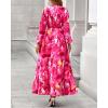 imageBTFBM Womens Fall Dresses 2025 Casual Long Sleeve Boho Floral V Neck Button Down Pockets Flowy Vacation Wedding DressWatercolour Rose Pink