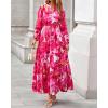 imageBTFBM Womens Fall Dresses 2025 Casual Long Sleeve Boho Floral V Neck Button Down Pockets Flowy Vacation Wedding DressWatercolour Rose Pink