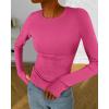 imageBTFBM Womens Tops 2025 Fall Outfits Long Sleeve Shirts Crewneck Work Blouses Stretchy Slim Fit Going Out Top WorkoutRose Red