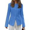 imageBTFBM Blazers for Women Business Casual Open Front Long Sleeve Button Work Office Suit Jackets Dressy Blazer PocketsBlue