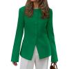 imageBTFBM Blazers for Women Business Casual Open Front Long Sleeve Button Work Office Suit Jackets Dressy Blazer PocketsGreen