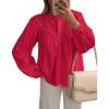imageBTFBM Blouses for Women Dressy Casual Fall Clothes 2025 Long Sleeve Tops Lace Flowy Babydoll Button Down ShirtsRed