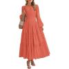 imageBTFBM Fall Dresses for Women 2025 Casual Long Sleeve V Neck Elastic Waist Lightweight Maxi Wedding Guest Dress PocketsOrange