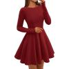 imageBTFBM Fall Dresses for Women 2025 Long Sleeve High Waist Pleated Flowy A Line Party Wedding Guest Dress Business CasualRed