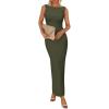 imageBTFBM Formal Wedding Guest Dresses for Women Summer Fall 2025 Sleeveless Ruched Bodycon Mesh Elegant Maxi Cocktail DressArmy Green