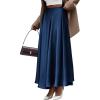 imageBTFBM High Waisted Skirts for Women Fall Clothes 2025 Elegant Satin Flowy ALine Cocktail Formal Night Out Maxi SkirtNavy
