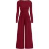 imageBTFBM Jumpsuits For Women One Piece Outfits Long Sleeve Stretchy Knit Wide Leg Pants Womens Jumpsuit Fall Clothes 2025Dark Red