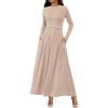 imageBTFBM Long Sleeve Dress for Women 2025 Winter Business Casual Clothes Pleated Fall Wedding Guest Dresses PocketsBeige