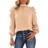 imageBTFBM Mock Neck Long Sleeve Blouses for Women Dressy Casual Business Work Shirts 2025 Spring Fall Clothes Satin TopsApricot