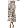 imageBTFBM Satin Skirts for Women 2025 Fall High Waisted ALine Leopard Print Cocktail Wedding Long Silk Summer Midi SkirtApricot Black