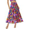 imageBTFBM Skirts for Women Floral Print Fall Fashion 2025 A Line Elastic High Waist Boho Holiday Maxi Skirt PocketsFloral Blue