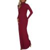 imageBTFBM Womens Dresses Long Sleeve Turtle Neck Stretchy Knit Long Maxi Semi Formal Party Fall Wedding Guest Dress 2025Burgundy