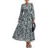 imageBTFBM Womens Fall Dresses 2025 Casual Long Sleeve Boho Floral V Neck Button Down Pockets Flowy Vacation Wedding DressFloral Blue Yellow