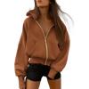 imageBTFBM Zip Up Hoodie Women Long Sleeve Fall Fashion Sweatshirt Fleece Y2K Hooded Jacket 2025 Trendy Winter ClothesBrown