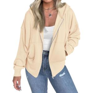 imageBTFBM Hoodies for Women Zip Up jacket Drawstring Fall Fashion 2025 Trendy Long Sleeve Sweatshirt Winter Clothing OutfitsBeige