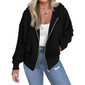 imageBTFBM Hoodies for Women Zip Up jacket Drawstring Fall Fashion 2025 Trendy Long Sleeve Sweatshirt Winter Clothing OutfitsBlack