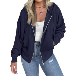 imageBTFBM Hoodies for Women Zip Up jacket Drawstring Fall Fashion 2025 Trendy Long Sleeve Sweatshirt Winter Clothing OutfitsNavy