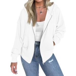 imageBTFBM Hoodies for Women Zip Up jacket Drawstring Fall Fashion 2025 Trendy Long Sleeve Sweatshirt Winter Clothing OutfitsWhite