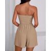 imageBTFBM Summer Womens Romper 2025 Strapless Tube Top Beach Vacation Clothes Ruffle Boho Loose Shorts Jumpsuits PocketsKhaki