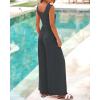 imageBTFBM Womens Casual Jumpsuits Dressy 2025 Summer One Piece Outfits Crew Neck Sleeveless Knit Wide Leg Pants Romper BeachDark Grey