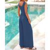 imageBTFBM Womens Casual Jumpsuits Dressy 2025 Summer One Piece Outfits Crew Neck Sleeveless Knit Wide Leg Pants Romper BeachDenim Blue