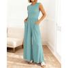 imageBTFBM Womens Casual Jumpsuits Dressy 2025 Summer One Piece Outfits Crew Neck Sleeveless Knit Wide Leg Pants Romper BeachFruit Green