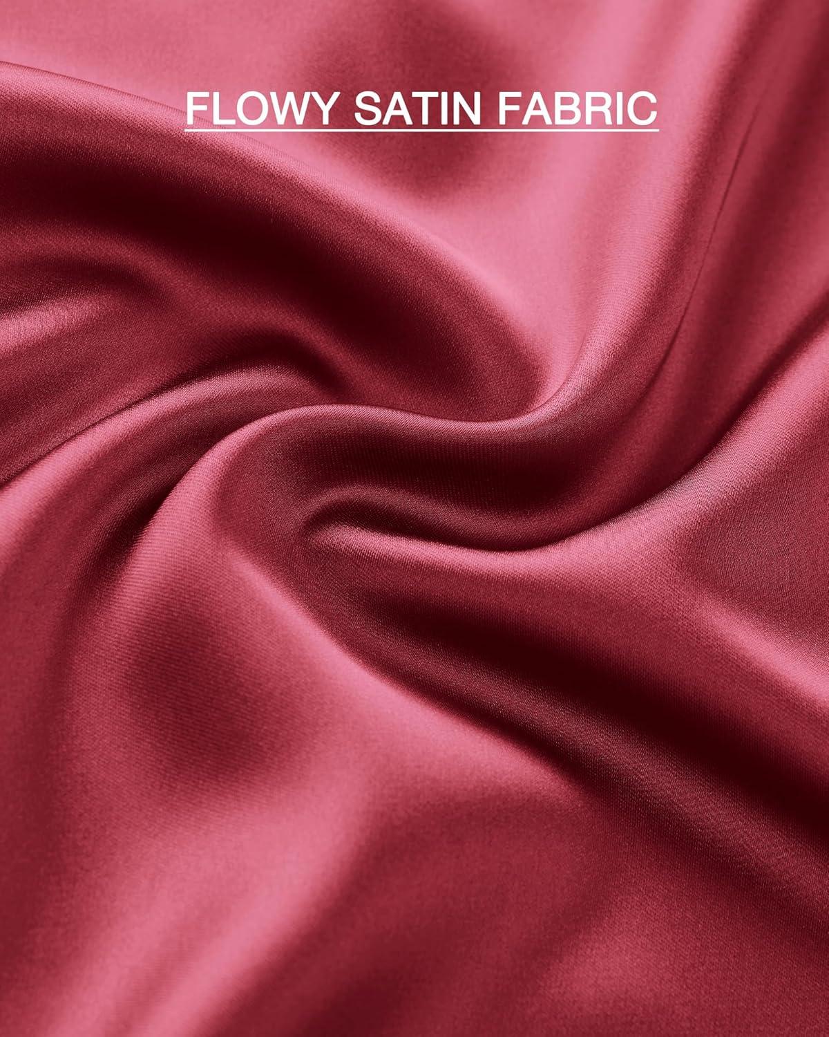 imageBTFBM 2025 Womens Summer Fall Long Satin Skirt Silk Elegant High Waist Cocktail Party Wedding Flowy ALine Midi SkirtsBean Paste Pink