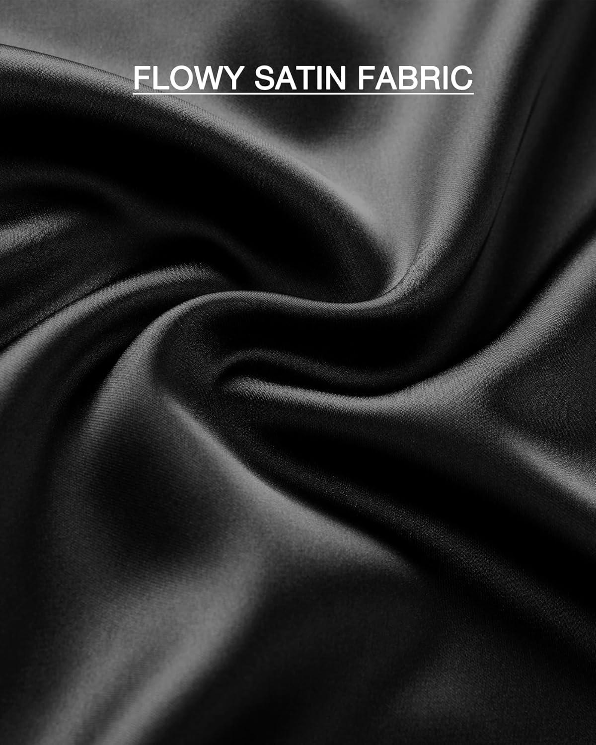 imageBTFBM 2025 Womens Summer Fall Long Satin Skirt Silk Elegant High Waist Cocktail Party Wedding Flowy ALine Midi SkirtsBlack