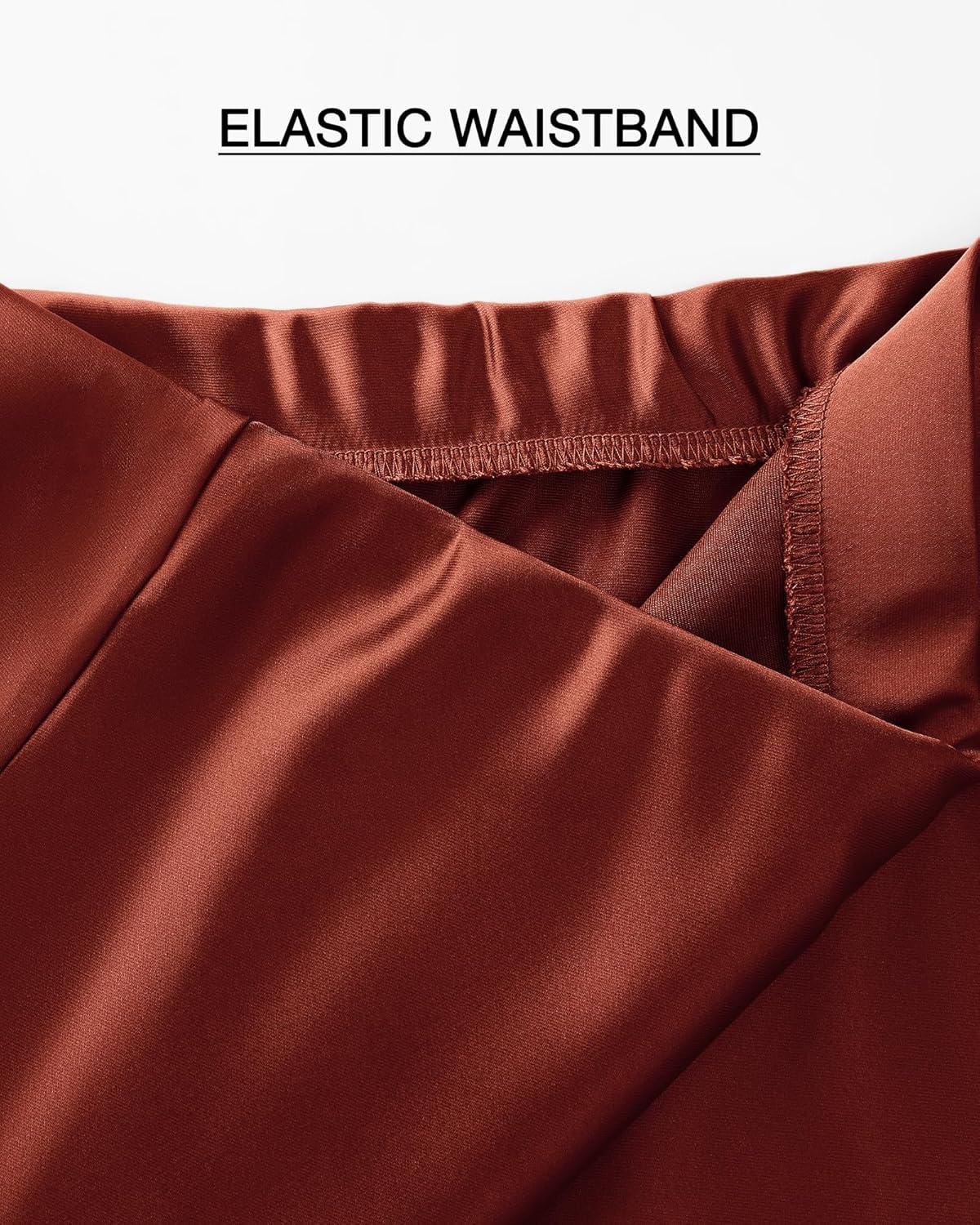 imageBTFBM 2025 Womens Summer Fall Long Satin Skirt Silk Elegant High Waist Cocktail Party Wedding Flowy ALine Midi SkirtsBrown