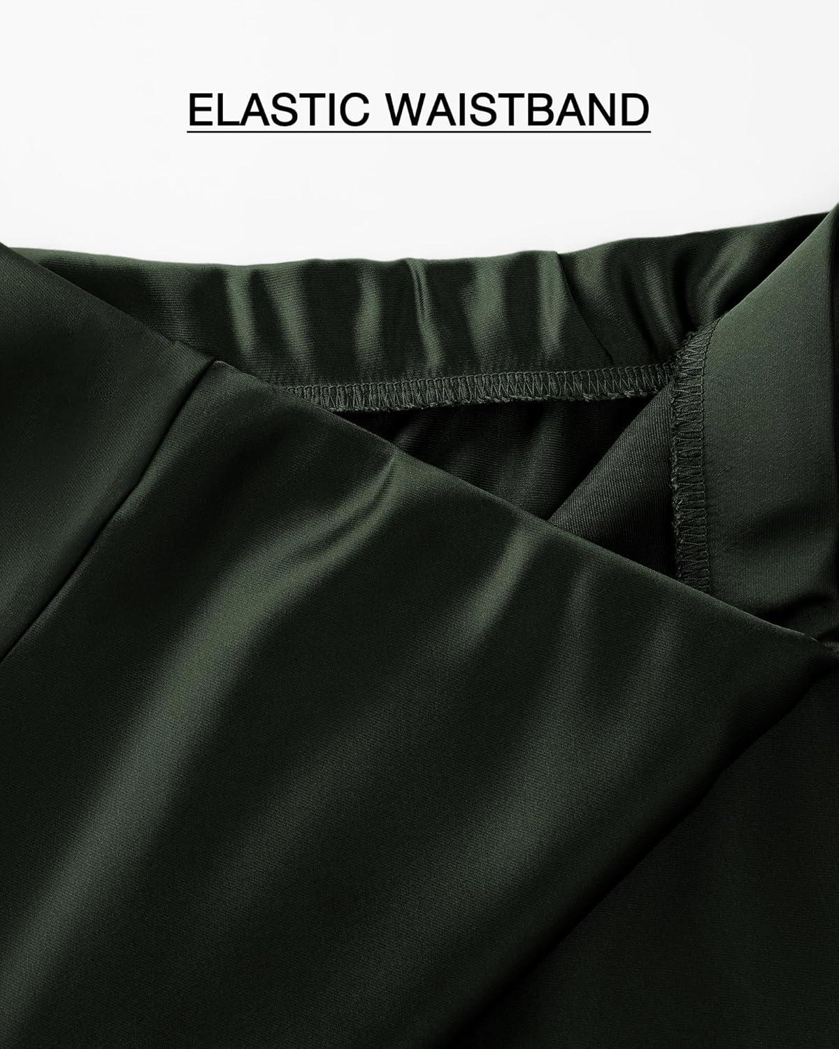 imageBTFBM 2025 Womens Summer Fall Long Satin Skirt Silk Elegant High Waist Cocktail Party Wedding Flowy ALine Midi SkirtsDark Army Green