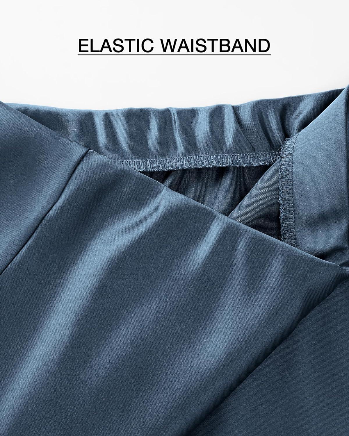 imageBTFBM 2025 Womens Summer Fall Long Satin Skirt Silk Elegant High Waist Cocktail Party Wedding Flowy ALine Midi SkirtsGrey Blue