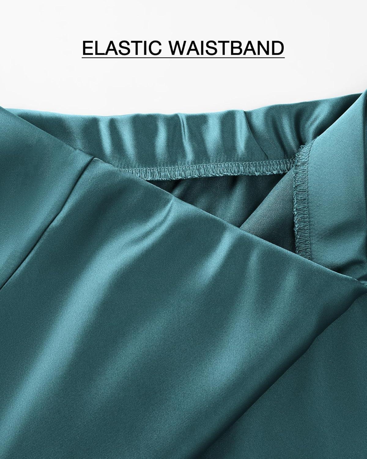 imageBTFBM 2025 Womens Summer Fall Long Satin Skirt Silk Elegant High Waist Cocktail Party Wedding Flowy ALine Midi SkirtsLake Blue