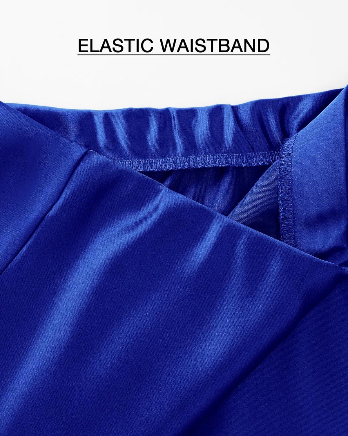 imageBTFBM 2025 Womens Summer Fall Long Satin Skirt Silk Elegant High Waist Cocktail Party Wedding Flowy ALine Midi SkirtsRoyal Blue