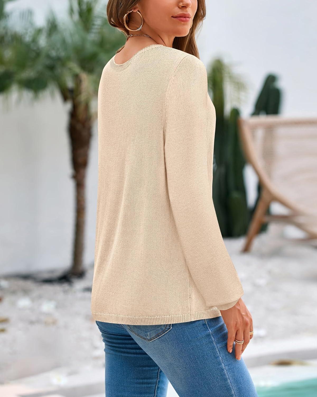 imageBTFBM Sweaters for Women 2025 Early Fall Fashion Crewneck Long Sleeve Ribbed Knit Oversized Pullover Casual Loose TopsApricot