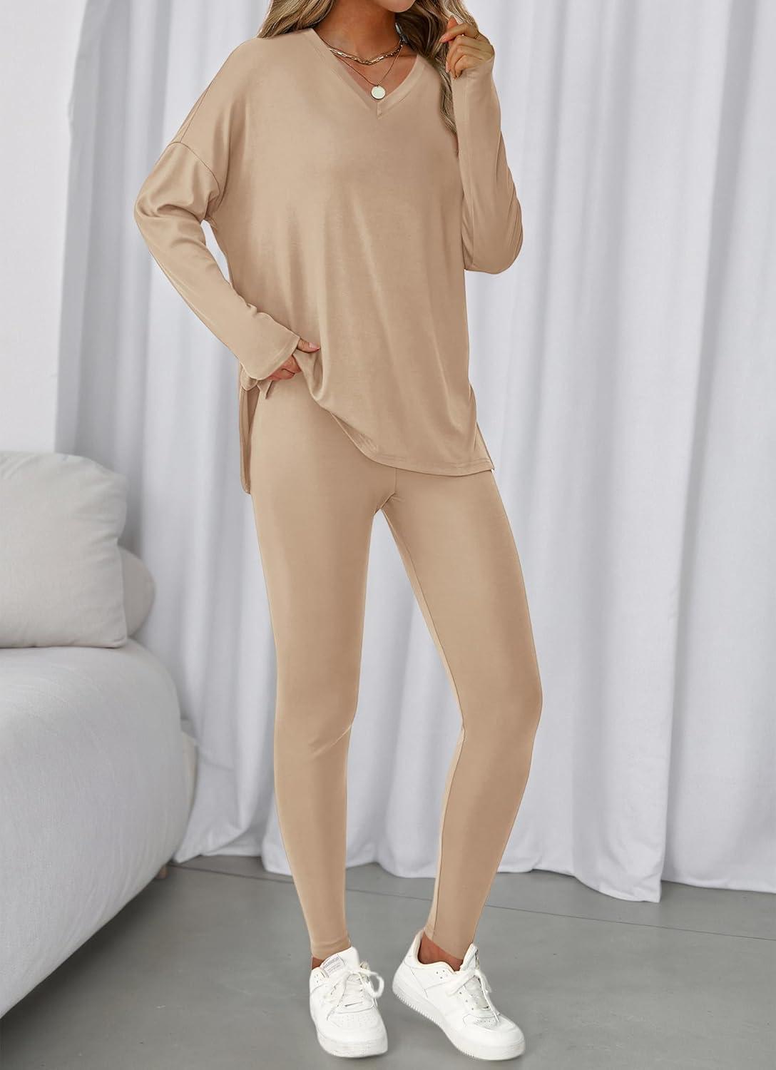 imageBTFBM Two Piece Sets For Women Fall Fashion 2025 Casual Lounge Matching Set Airport Travel Outfit Workout ClothingApricot